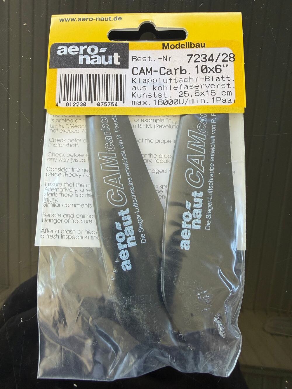 Hélice Cam-carb 10x6” 7234/28 Aeronaut Aero-Naut Propeller